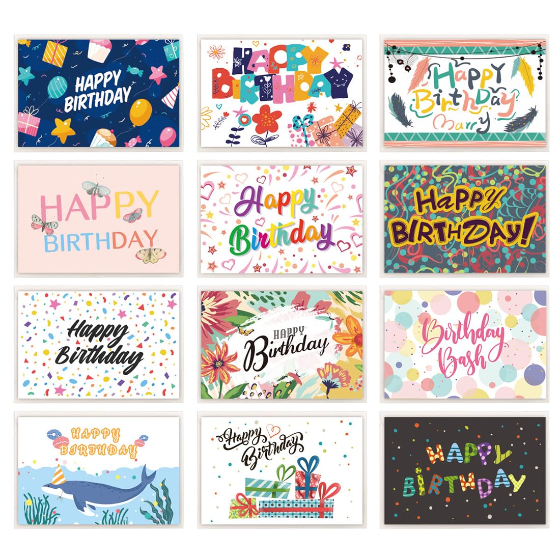 Biglietti Compleanno Divertenti 12 Pezzi per Adulti e Bambini