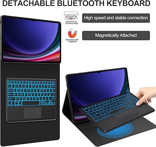 Miniatura 3 de KVAGO Funda de teclado para Samsung Galaxy Tab S9 Ultra  S8 Ultra de 14.6 pulgadas 2023-7 con retroiluminación de color, panel táctil inteligente