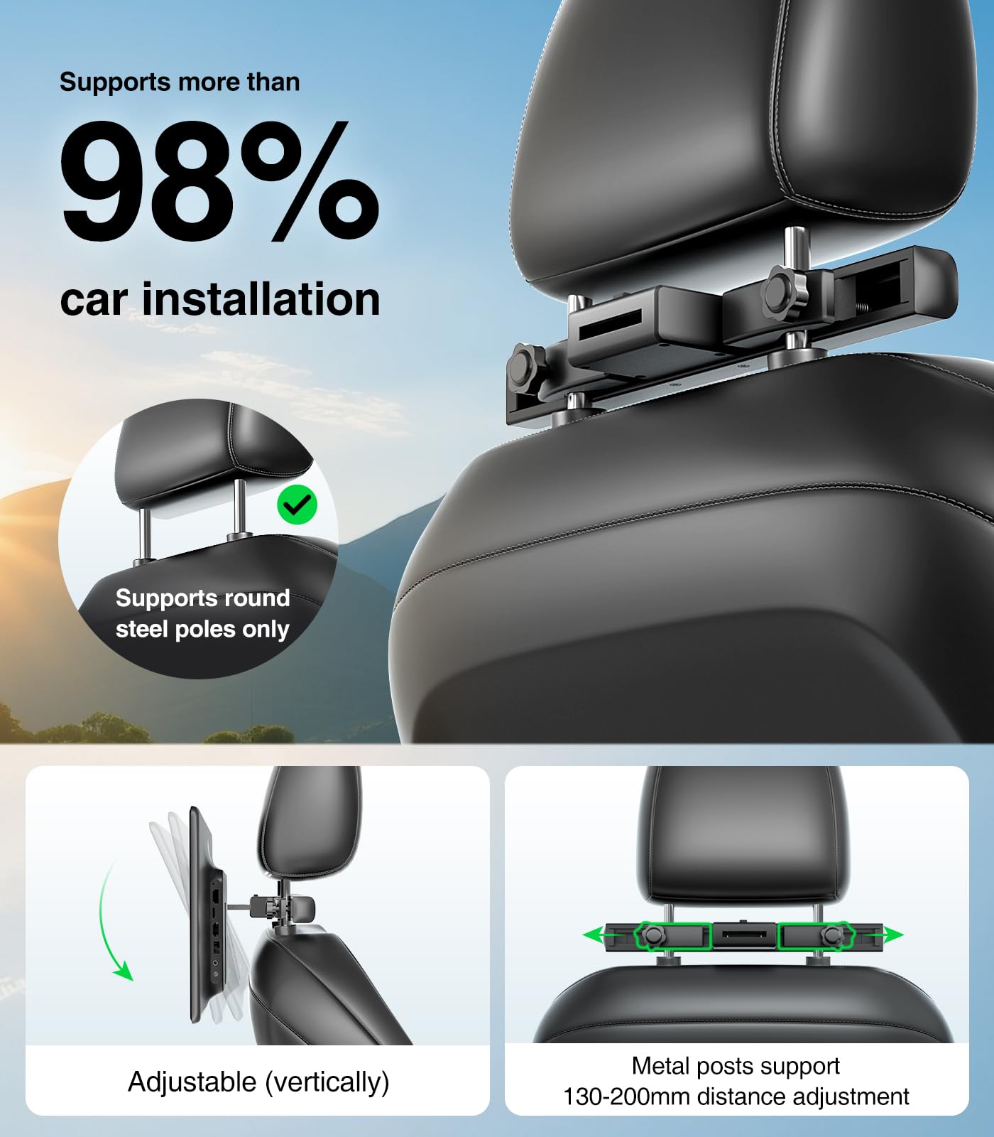 15.6inch Android 13 Headrest Monitor Car TV Touchscreen Entertainment System for Backseat,Support Phone Wireless Mirroring Sync Screen HDMI Bluetooth USB SD 4K Video Playback (2G+32G(2PCS))