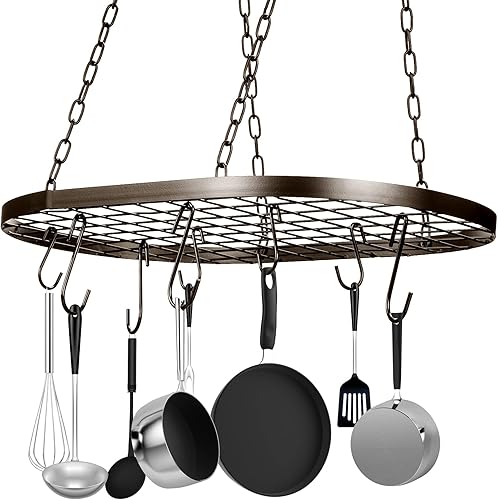 Miniatura 7 de Organizador de ollas y sartenes de 20 pulgadas con 20 ganchos en S para el hogar, restaurante, utensilios de cocina, utensilios, libros, hogar