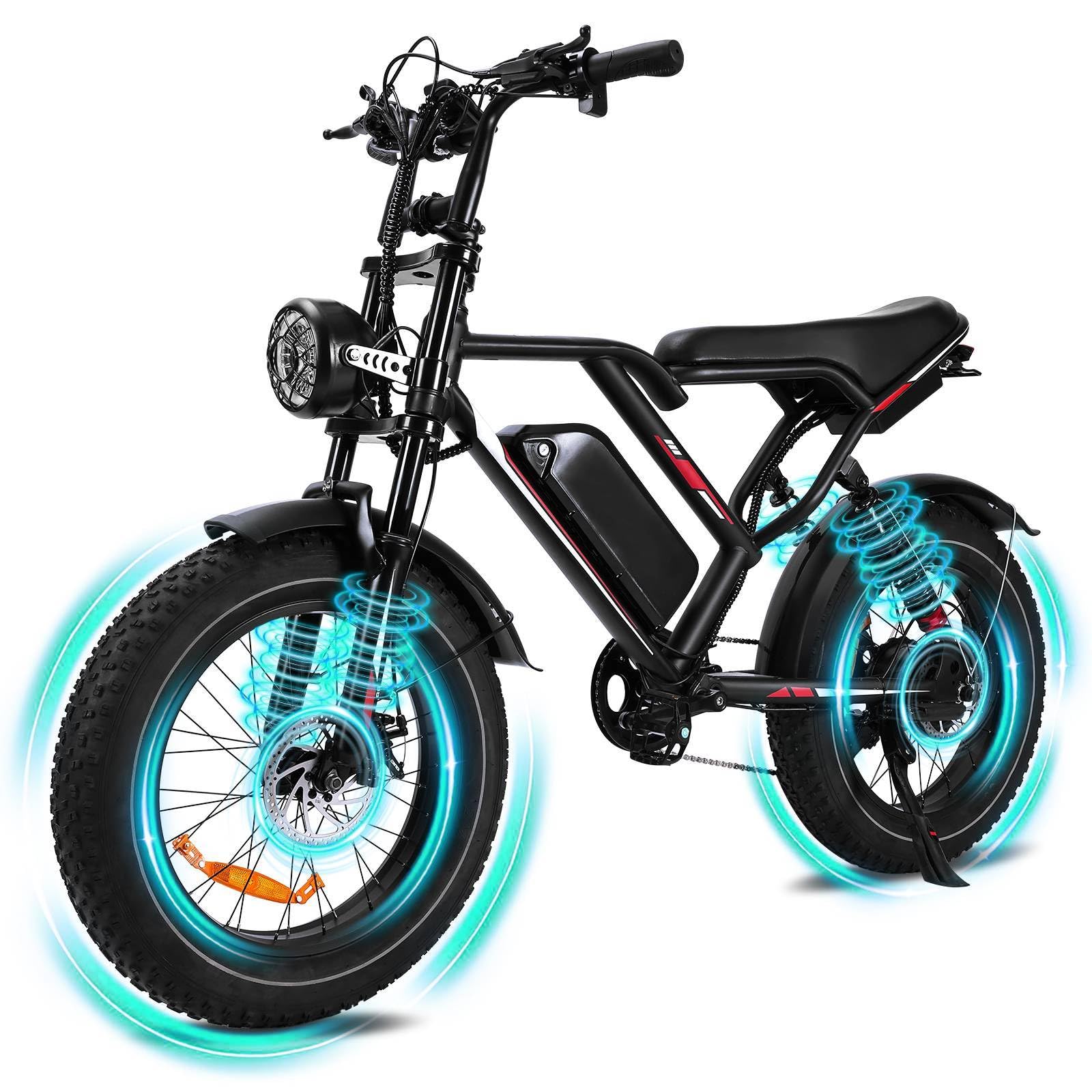 VéLo éLectrique Puissant, Suspension De Pneu De 20 Pouces, 48V/15/17.5/25AH, Moteur Unique, VéLo éLectrique Adapté Aux Trajets Quotidiens Et Hors Route pour Adultes, Charge Maximale De 150 Kg
