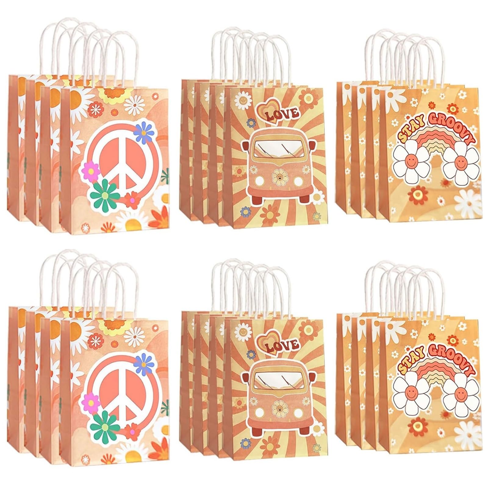 24 sacchetti for bomboniere retrò hippie per Feste