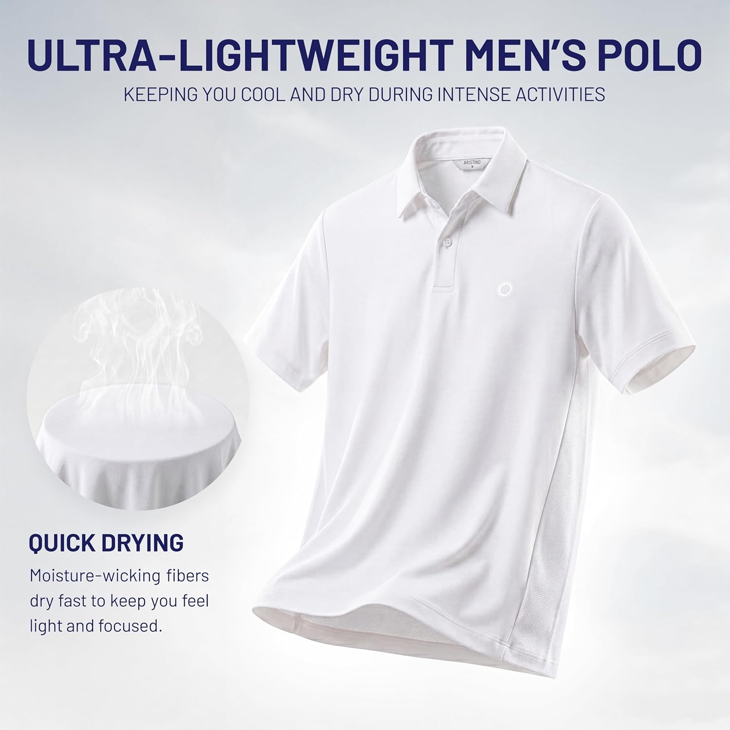 Performance Polo Shirts for Men, Moisture-Wicking Short Sleeve Golf Polo, Quick-Dry Shirt for Work, Travel & Sports