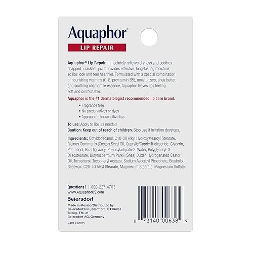 Miniatura 2 de Aquaphor Lip Repair Ointment - Long-lasting Moisture to Soothe Dry Chapped Lips - .35 fl. oz. Tube