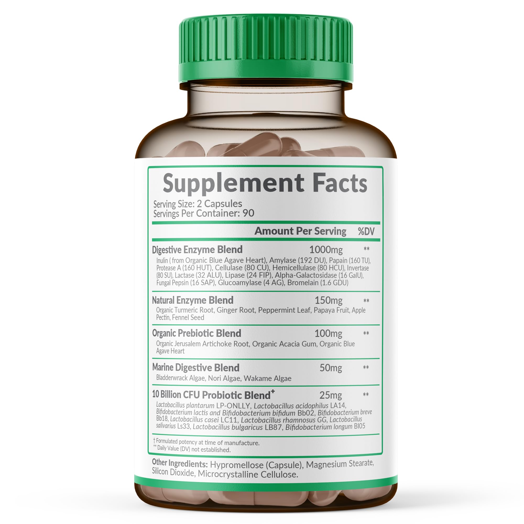 Wholesome Wellness Digestive Enzymes 1000MG Plus Prebiotics & Probiotics Supplement, 180 Capsules, Organic Plant-Based Vegan Formula for Digestion & Lactose with Amylase & Bromelain,3-6 Months Supply — Amazon image 2