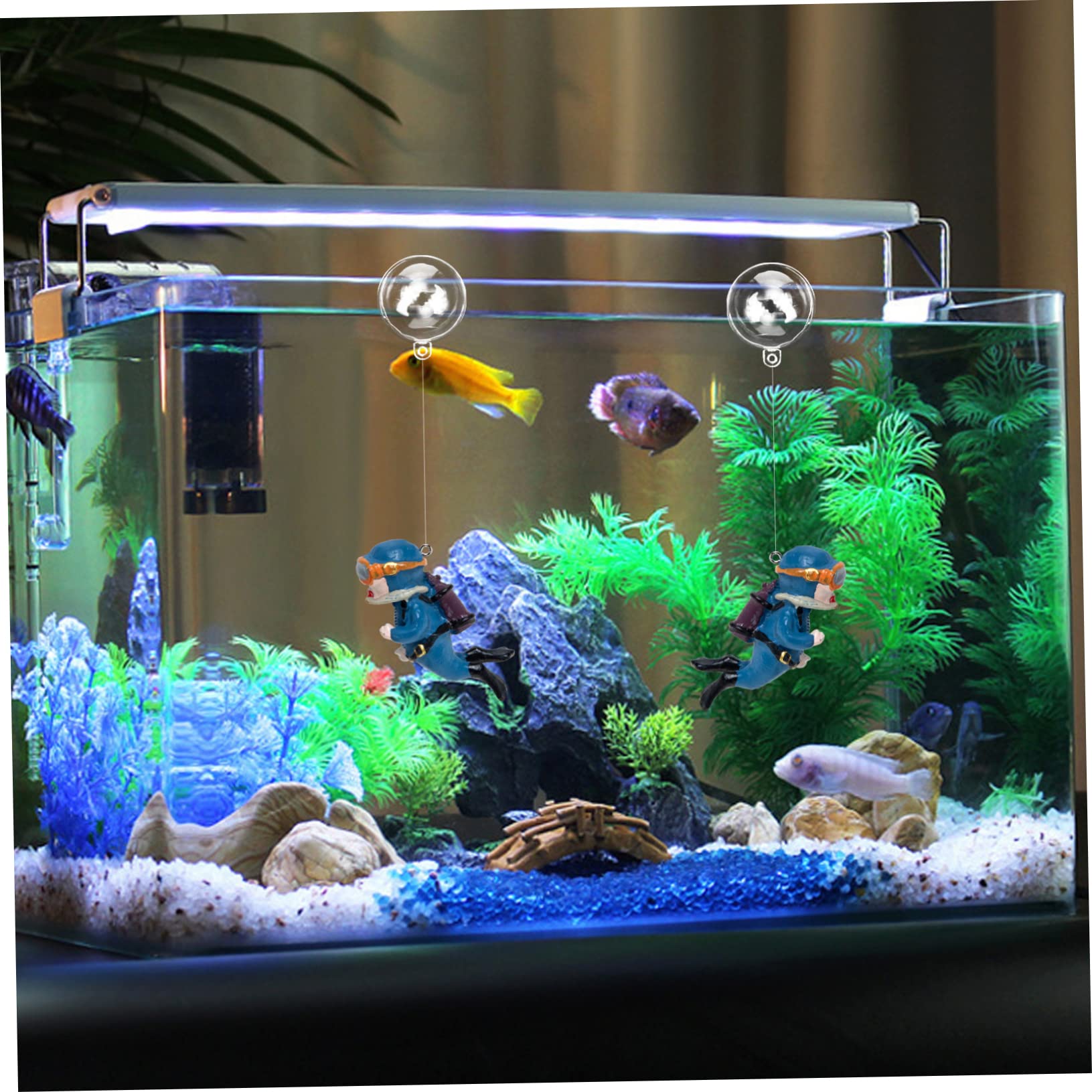 Happyyami 5pièces Ornement De Plongée Flottant pour Aquarium Décoration De Réservoir avec Modèle De Plongeur Accessoire Naturel Et Élégant pour Poissons