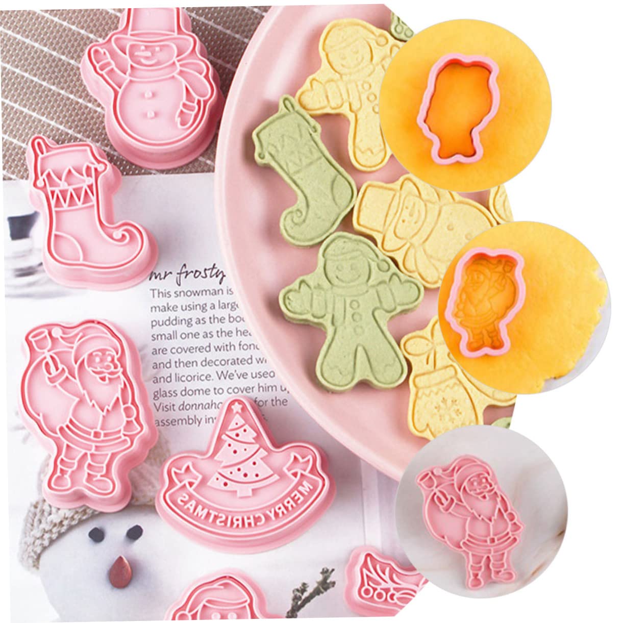 IMIKEYA 5 Sätze Keksform Kleine Keksausstecher Gummiartig Fallen Ausstechformen Dinosaurier-ausstechformen Urlaub Weihnachten Schneeflockenplätzchen Lebkuchen Bausatz Pp Rosa 8 Stück * 5