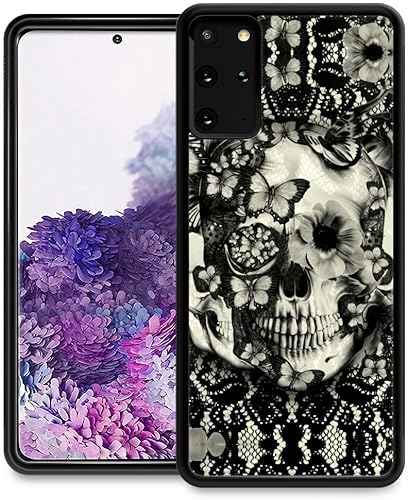 Funda compatible con Samsung Galaxy S20 FE, diseño de calavera de encaje gótico victoriano, acrílico duro y TPU anti-caída antideslizante funda