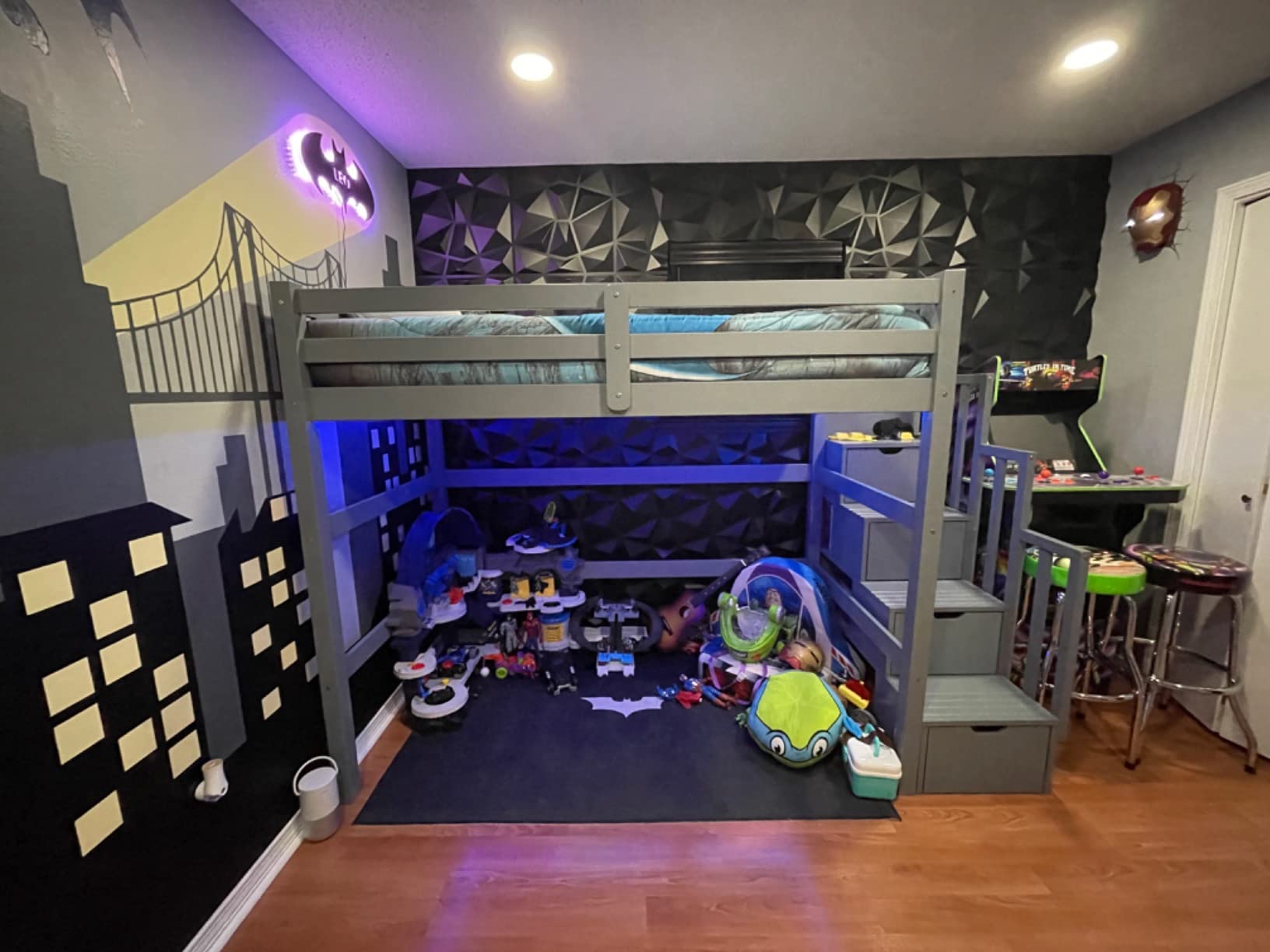 41/mo Finance SCANICA Staircase Twin Loft Bed with Storage Espresso