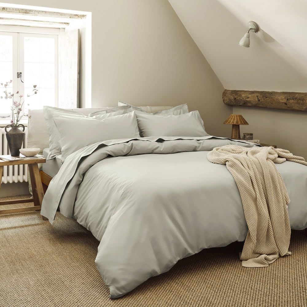 Christy 200TC Organic Double Duvet Cover Set | Pebble Beige | 100% Certified Organic Cotton Bedding | Super Soft and Smooth Bed Linen โ image 1