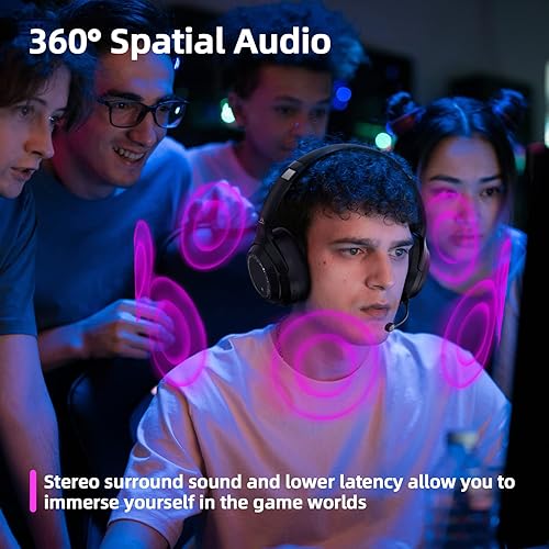 Miniatura 3 de SoundMAGIC P60BT GM Performance - Auriculares inalámbricos para juegos, sonido envolvente de 2.4 GHz, USBBluetooth, 50 horas de duración, menor