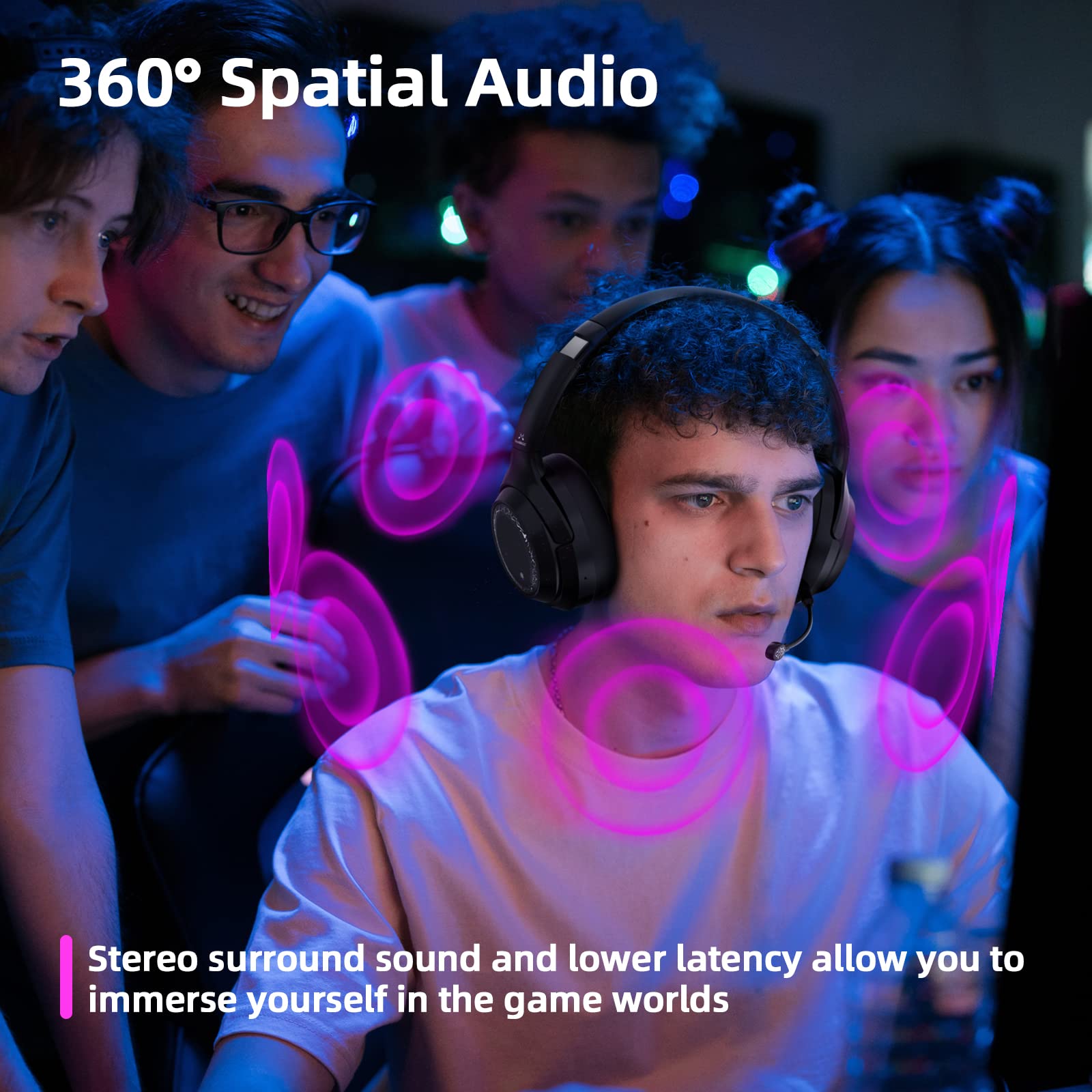 SoundMAGIC P60BT GM Performance Wireless Gaming Headset - Surround Sound 2.4GHz USB/Bluetooth Headphones 50 Hours Lasting Lower Latency Compatibility for PC Mobile PS4 PS5 Xbox Consoles | 2,4G & Bluetooth Dual-Modus, ausgewogener Klang, niedrige Latenz, a