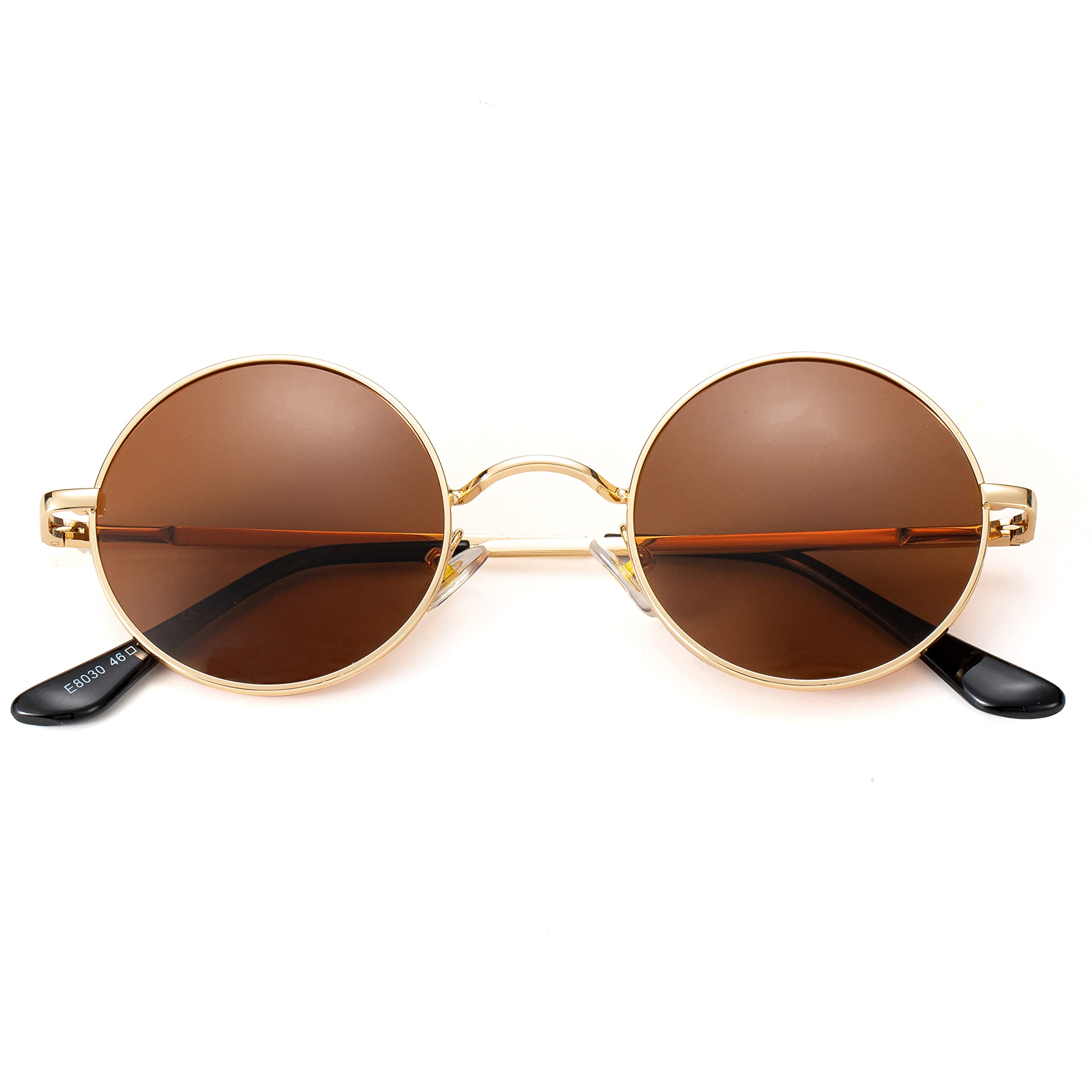 Small Round Polarized Sunglasses for Women Men Hippie Retro Circle Red Sun Glasses - 45MM-image-35