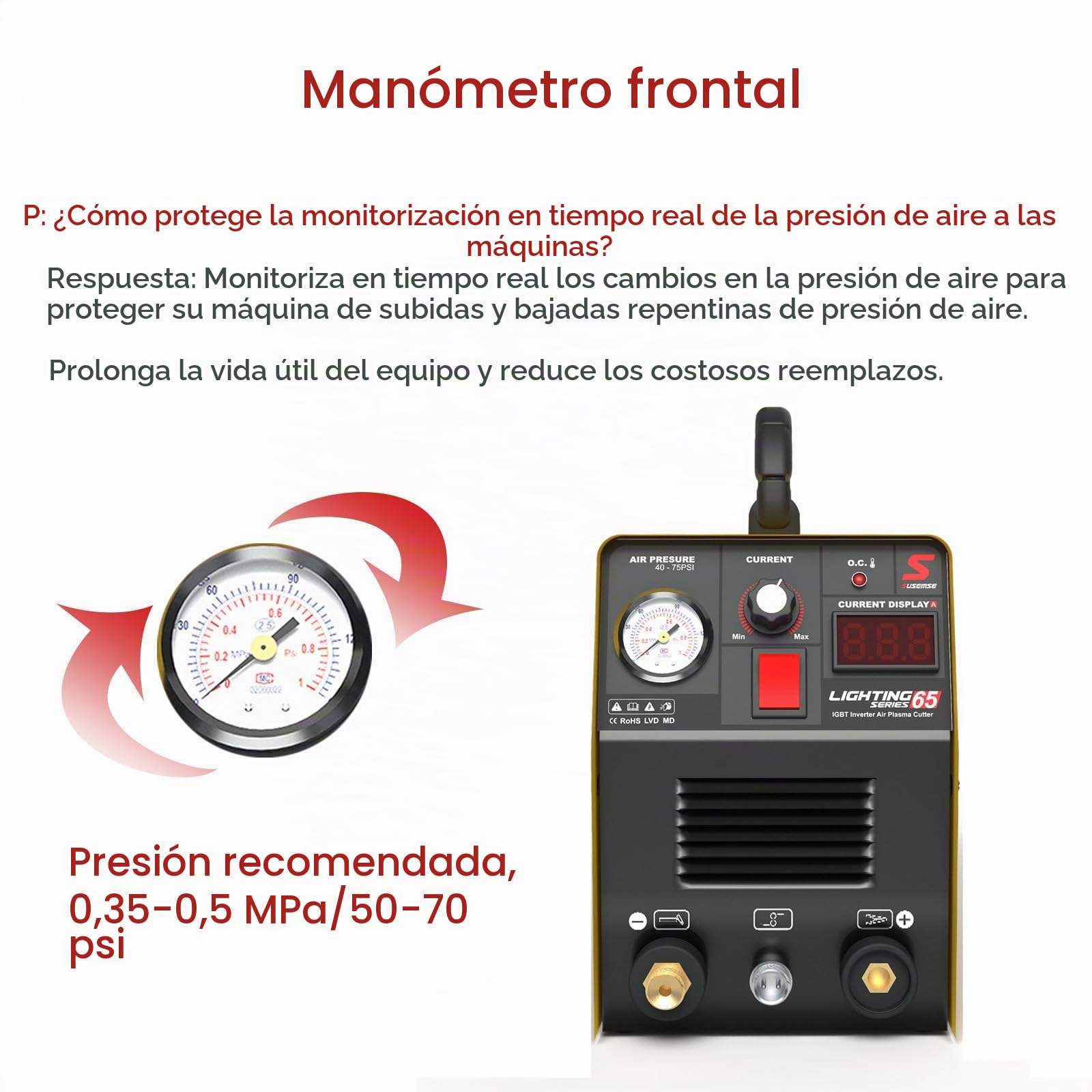 SUSEMSE Cortador de plasma de 65 amperios IGBT Inverter Plasma (DC, 230 V, corriente de corte 20-65 A, potencia de corte máx. hasta 16 mm)
