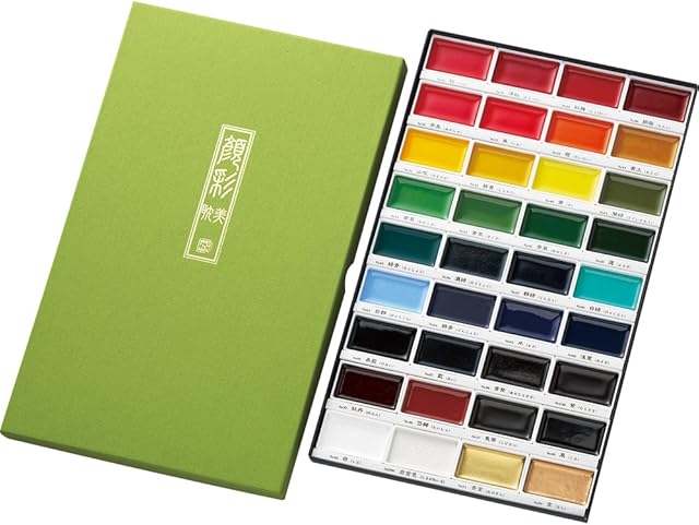 Kuretake GANSAI TAMBI Watercolour, Professional-quality for artists and crafters, AP-Certified, Show up on dark papers, Made in Japan (36 colors set)