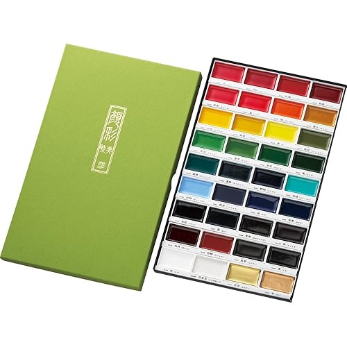 Kuretake GANSAI TAMBI Pintura Acuarela Set de 36 Colores, Suministros de arte de calidad profesional para artistas adultos para pintar y dibujar, No tóxico, Fabricado en Japón