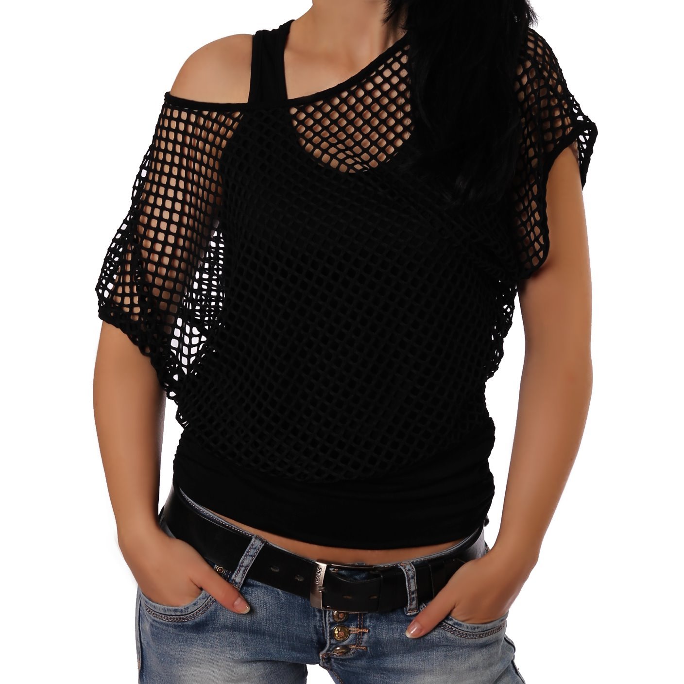 Crazy Age Camiseta de Verano para Mujer, de Malla, de Color neón