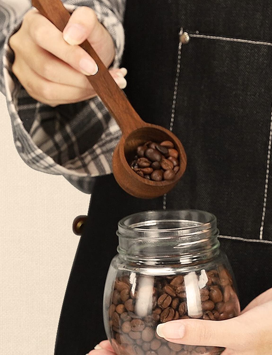 Accessoire Café Maison 2 Cuillères Doseuses Café 30ml Avec Manche Bois - Cuillère Mesure Acier Inoxydable