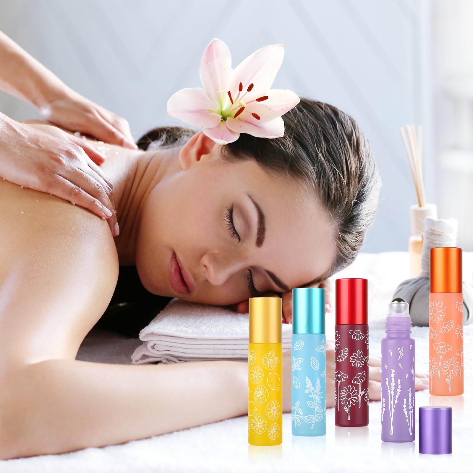 16 Pezzi 10ml Colore Roll on Vuoto per Oli Essenziali, Roll On Bottiglie con Sfera in Acciaio Inossidabile, Roll on Vuoto per oli Essenziali per Profumo, Olio Essenziale, Aromaterapia