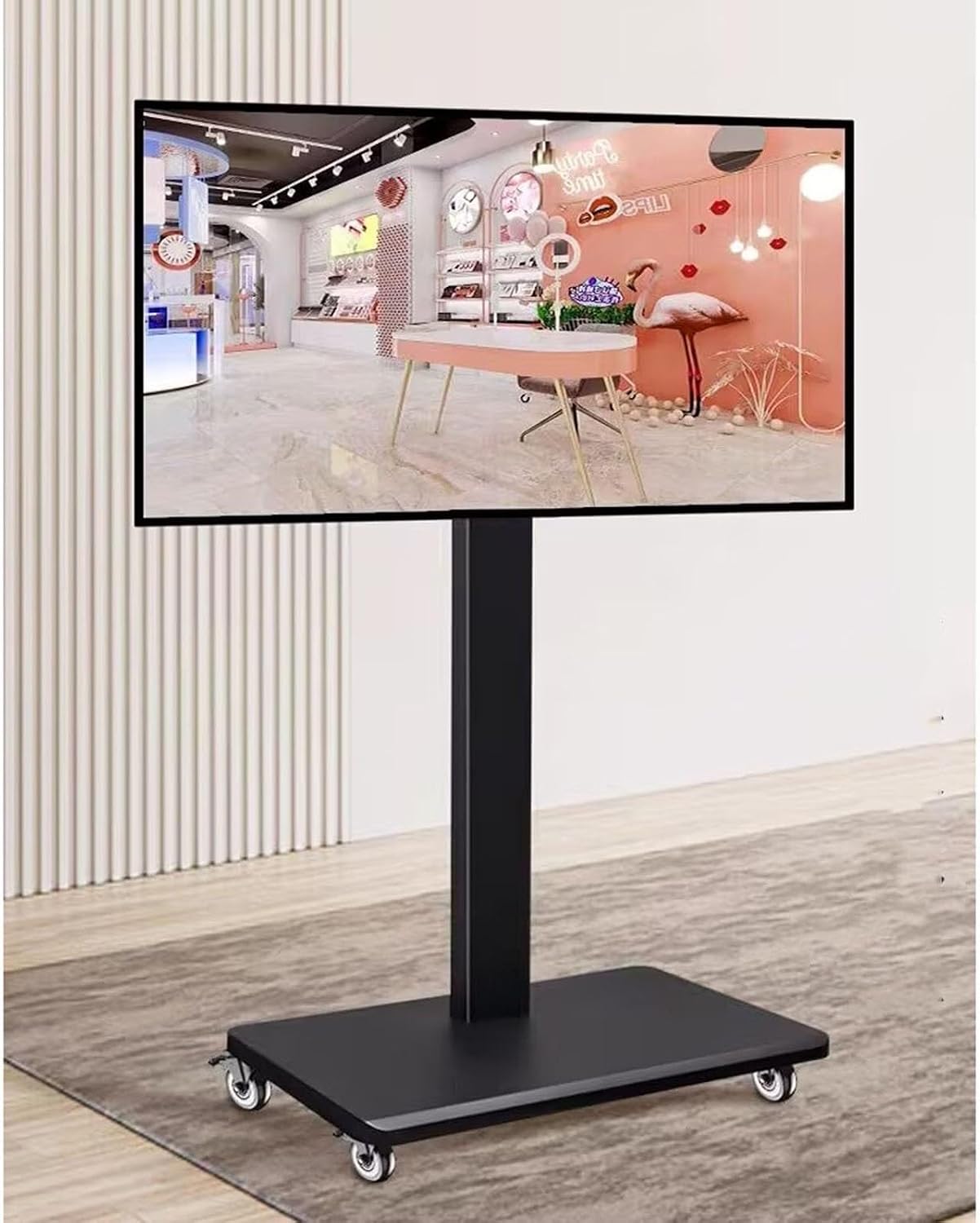 Mobile TV Cart On Wheels - for 32-65 Inch LED Flat Sn, Up to 100kg, Horizontal and Vertical Sn Fixed, Portable Floor TV Stand Holds