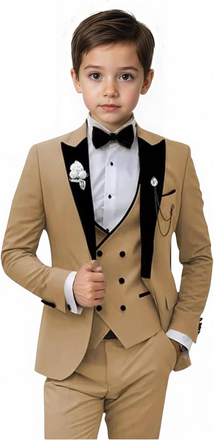 Boy Suits Slim Fit Toddler Suit for Boys Kids Tuxedo Wedding Ringbear Outfits Grey Sport Coats Kids Dress Clothes Size 3
