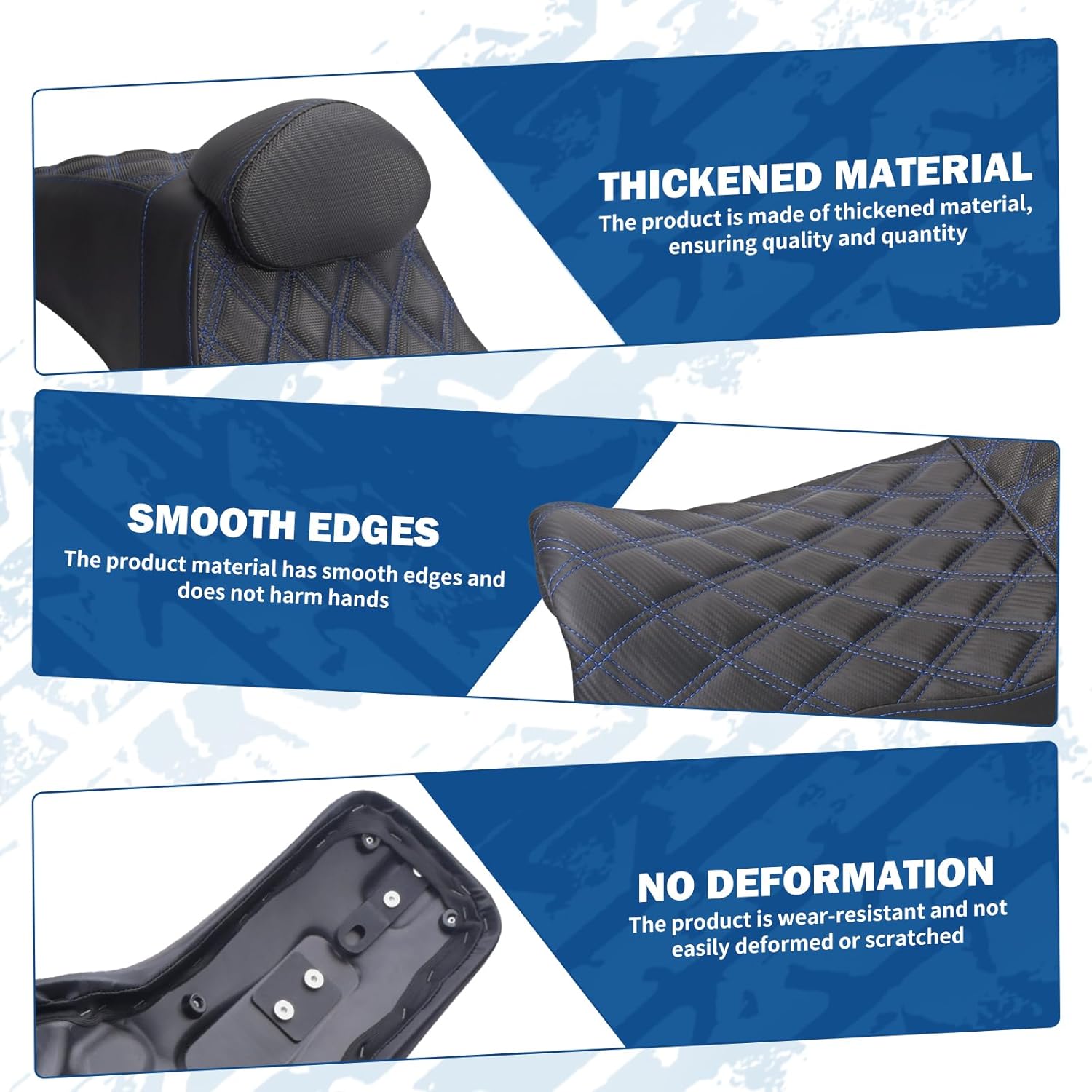 One-Piece Driver Passenger Seat Motorcycle Tow-Up Seat Fit for Harley Dyna Super Glide Street Bob Wide Glide Fat Bob Low Rider Switchback 2006-2017 (Blue Stitching)