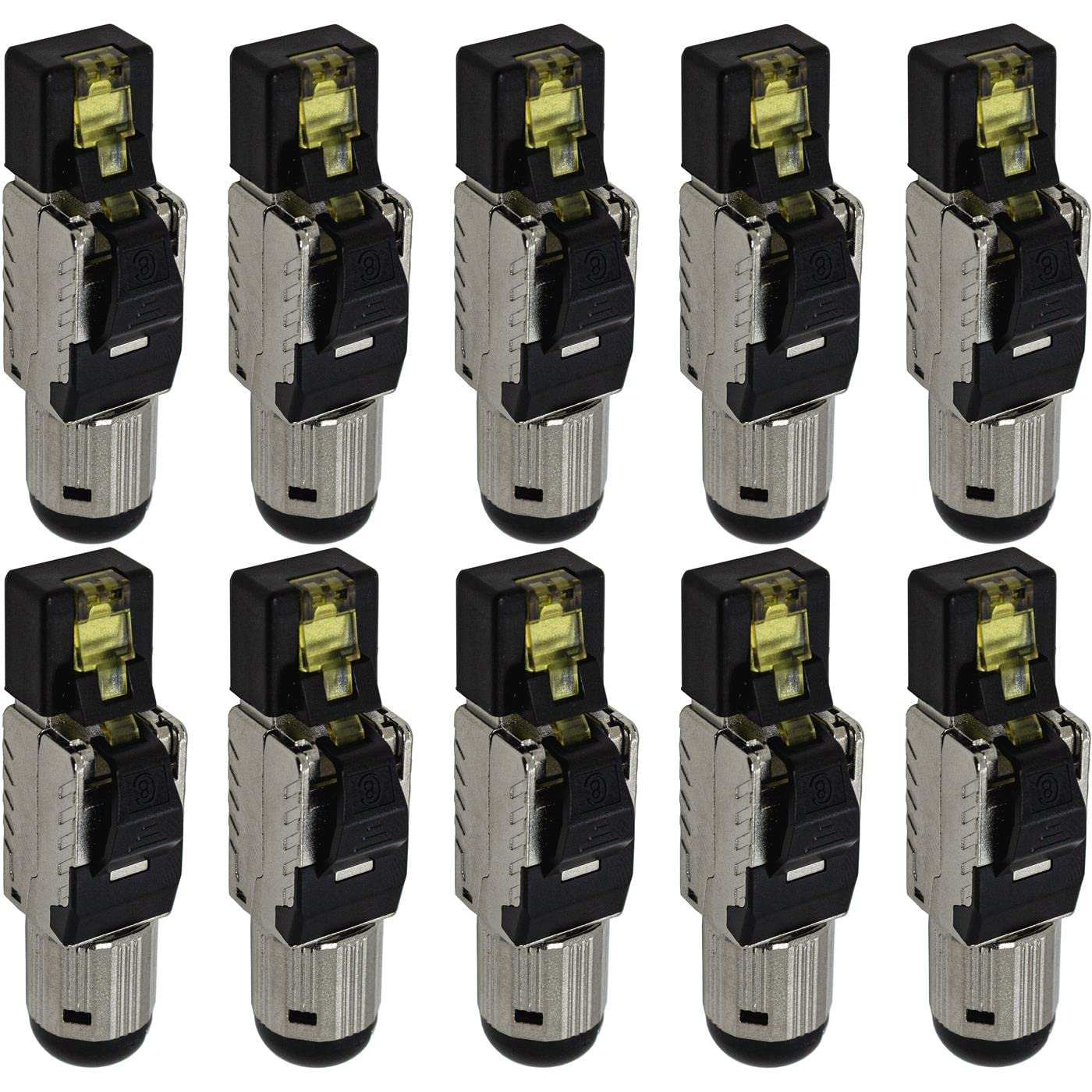 Lumonic 10x Netzwerkstecker RJ45 Metall Stecker werzeuglos | Mit Zugentlastung und vergoldeten Kontakten I Crimpstecker für CAT6 CAT7 CAT8.1 Netzwerk-LAN-Kabel
