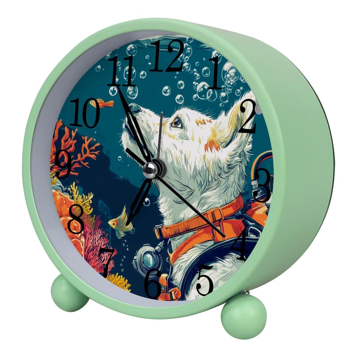Luoweisi Alarm Clock Dog Underwater, Silent Non-Ticking with Night Light