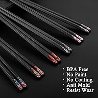 Vista 2 de SUPJOYES 6 pares de palillos de fibra de vidrio, palillos japoneses reutilizables, aptos para lavavajillas, antideslizantes, paquete múltiple, 9.5