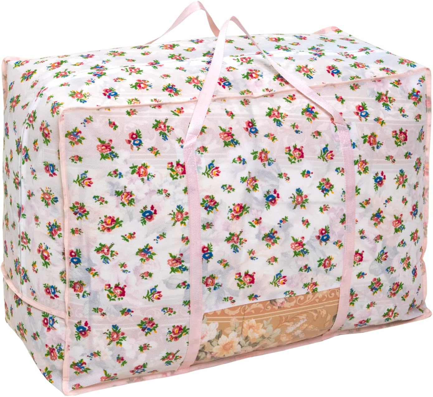 Astro 183-25 Storage Case for Feather Duvets, Single and Double Size, Petite Rose Pattern, Non-woven Fabric, Storage Bag, Vertical Storage, Handle Included