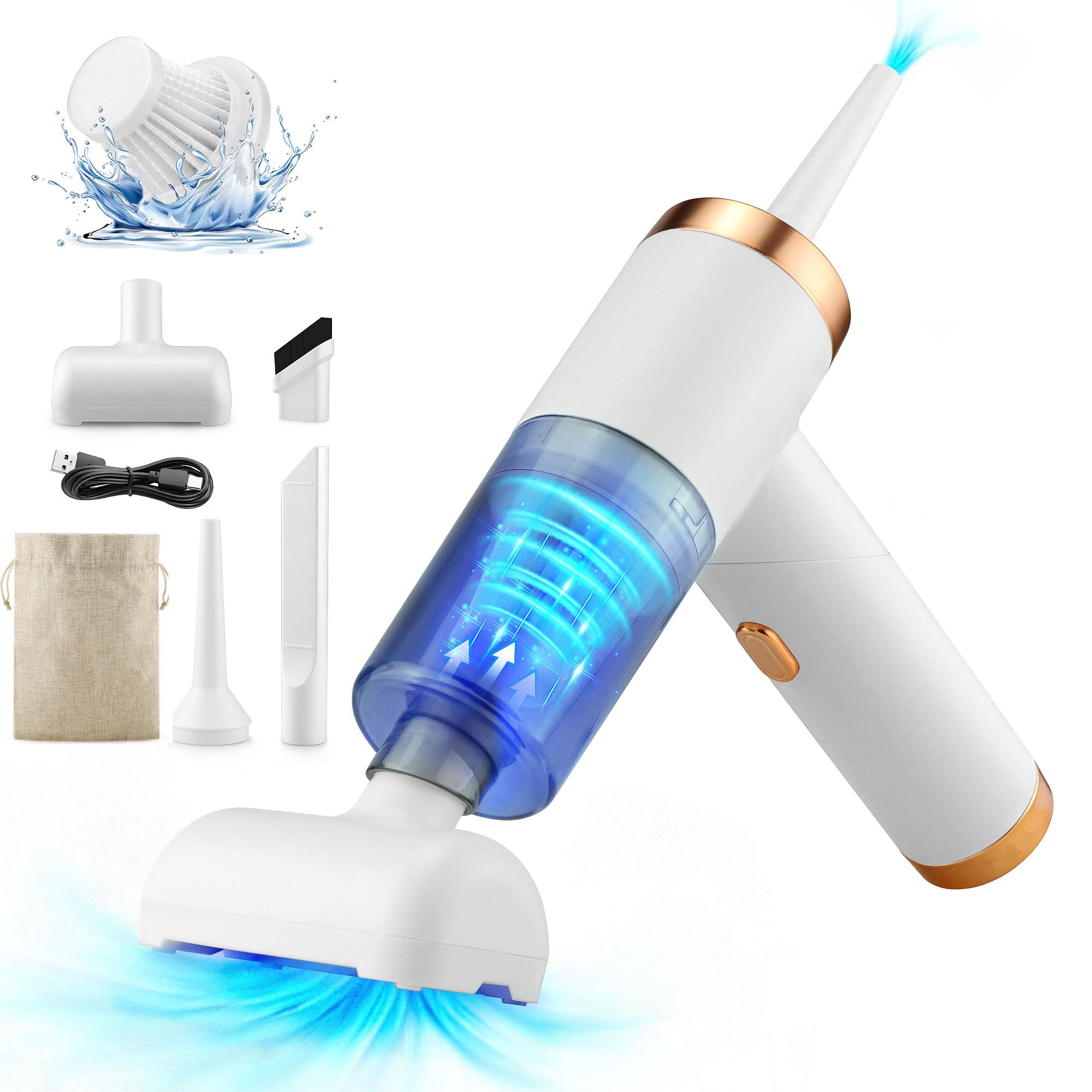 Mini Vacuum Cleaner, 90° Foldable, 120W 8kPa High Power, 4000mAh Rechargeable, Wireless Handheld Car Vacuum Cleaner, Best Small Vacuum Cleaner for Car/Home/Desk (White)