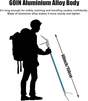 60 Snake Tongs, Professional Aluminum Alloy Standard Reptile Grabber Reacher