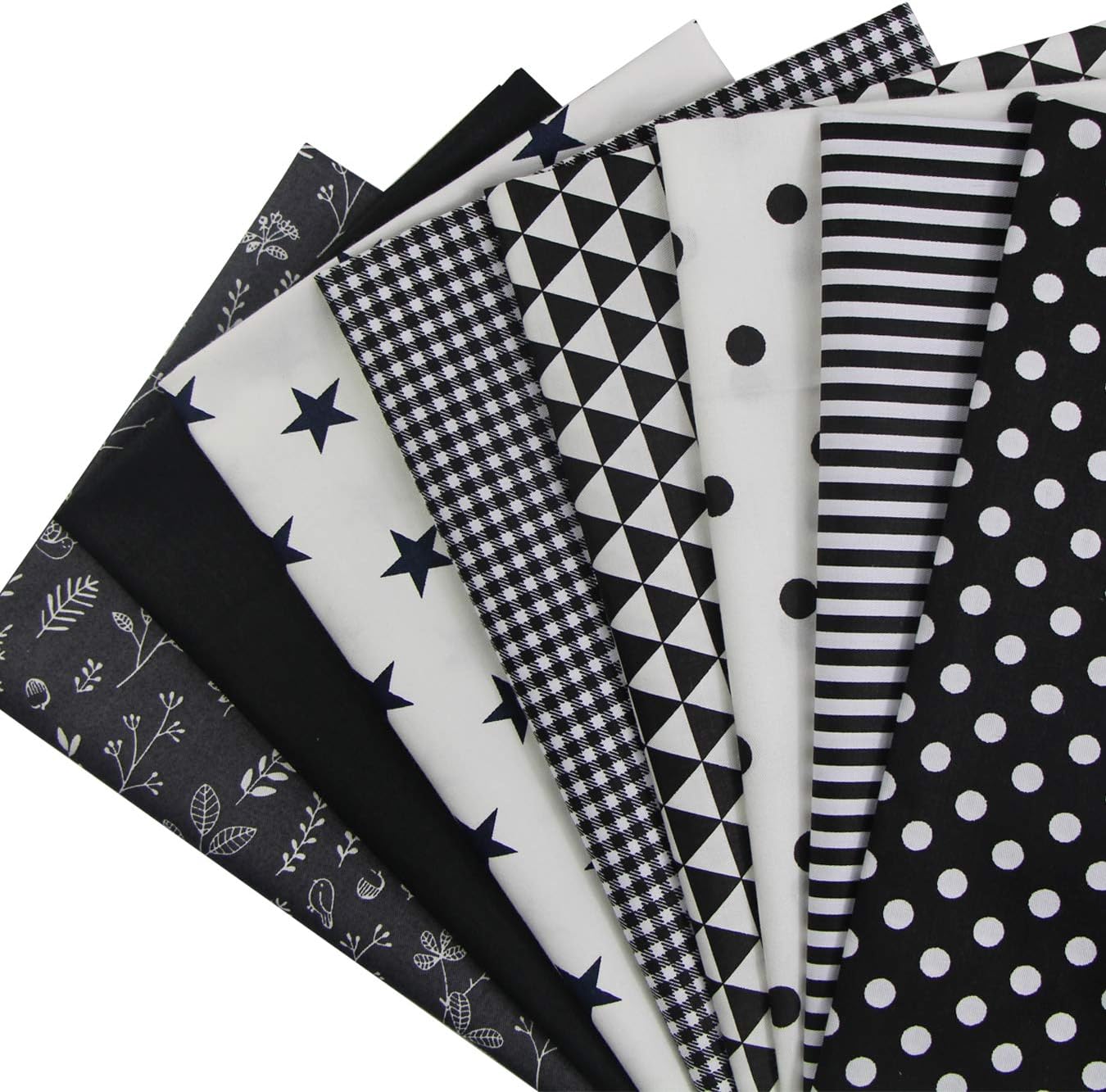 aufodara 8pcs Cotton Fabric Squares Patchwork 50 x 50cm Sewing Quilting Bundle DIY Crafting Fabric (Black) - Image 4