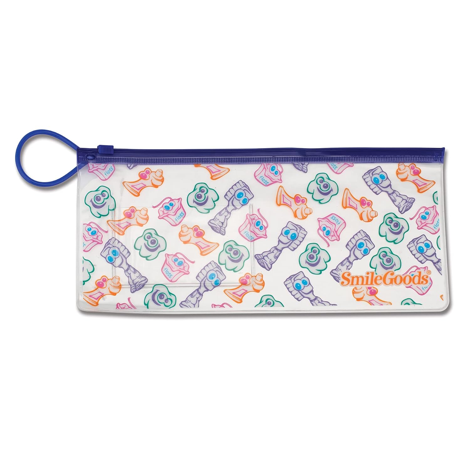 Practicon SmileGoods 4.5" x 10" Zipper Pouch with Business Card Holder, Pack of 72, Brush Paste Floss