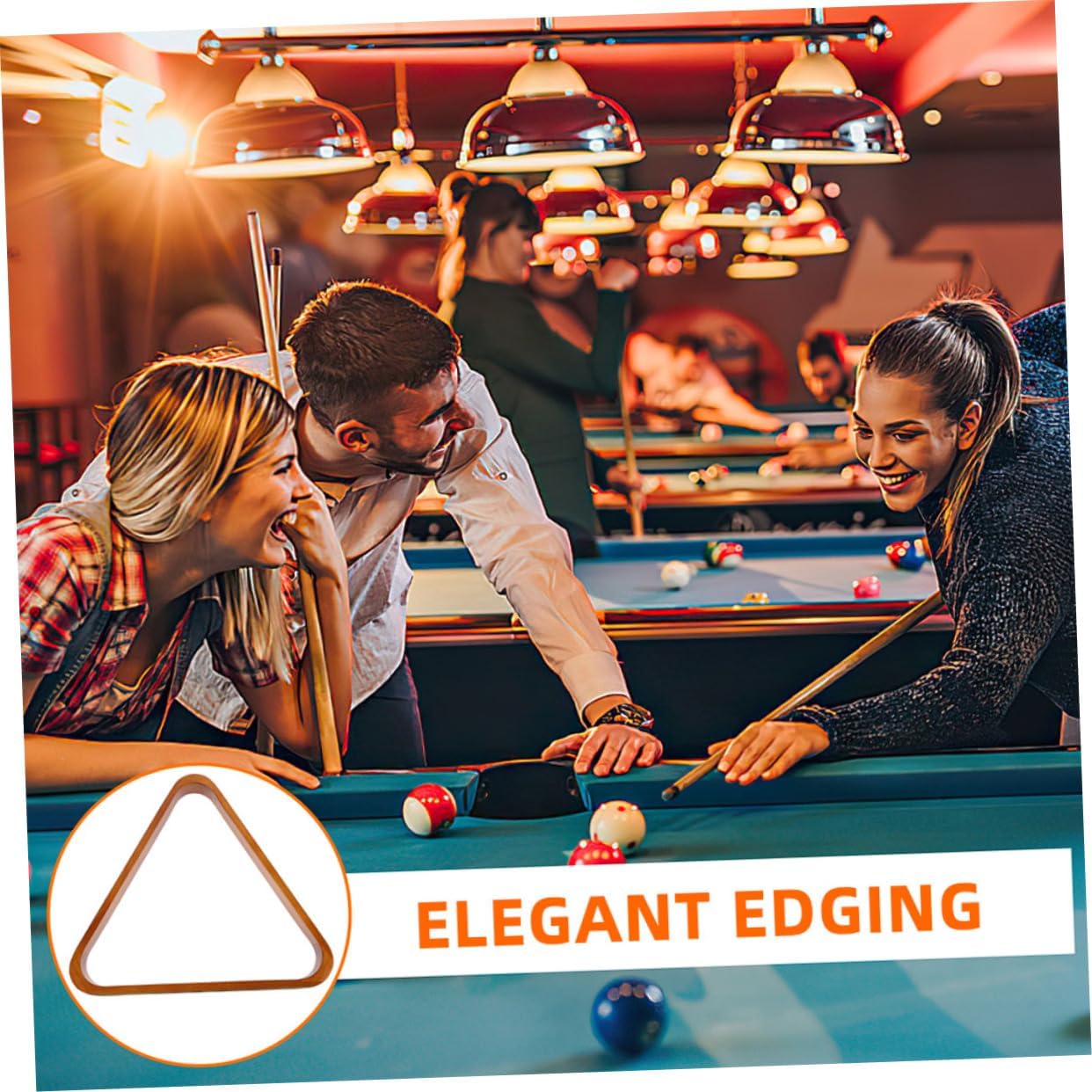 Happyyami 2pcs Wooden Billiard Triangle Rack Set Snooker Fixing Rack for Pool Balls Gold Trimmed Billiards Storage Bracket for Game Rooms and Pool Tables