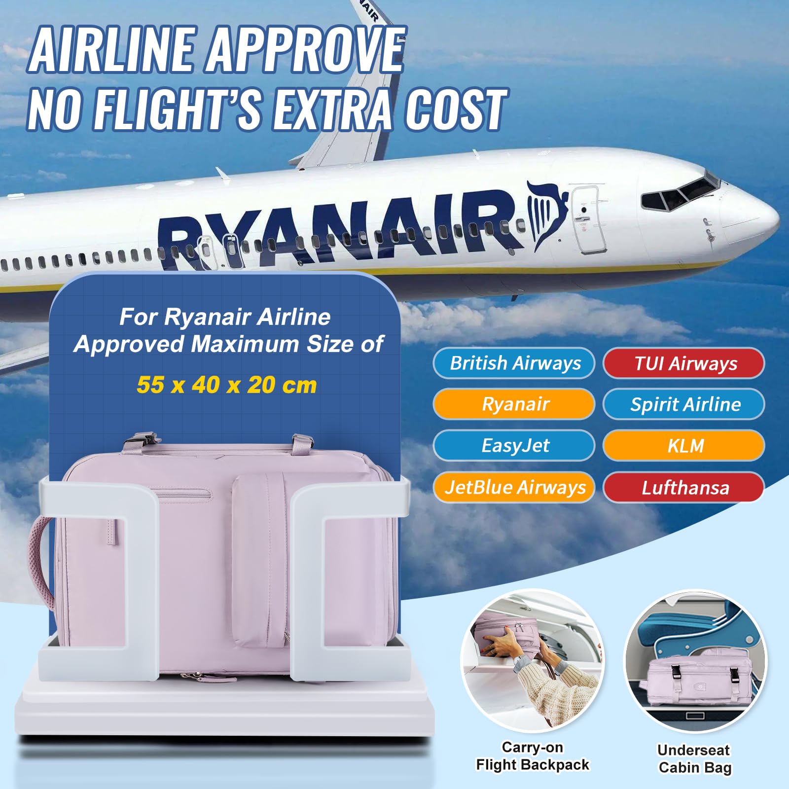 SZLX Borse da Cabina per Easyjet 45x36x20 Zaino da Viaggio Donna Ryanair 40x20x25 Bagaglio a Mano con porta usb zaino da viaggio aereo bagaglio a mano zaino per laptop Casual Daypack