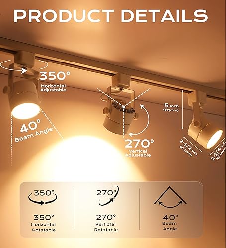 Miniatura 4 de CLOUDY BAY Cabezal de luz LED regulable de 8 W 3000 K, color blanco cálido, CRI90+, color verdadero, ángulo de inclinación, ángulo de inclinación