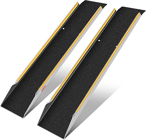 Vista 13 de Ruedamann Rampa de cobertizo de aluminio de 48 pulgadas, rampa de carga de capacidad de 600 libras para cortacéspedes, rampas ligeras
