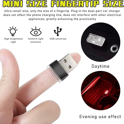Miniatura 5 de Augeny 4 lámparas LED USB para el interior del automóvil, luz nocturna decorativa USB enchufable, kit de iluminación ambiental portátil, accesorios