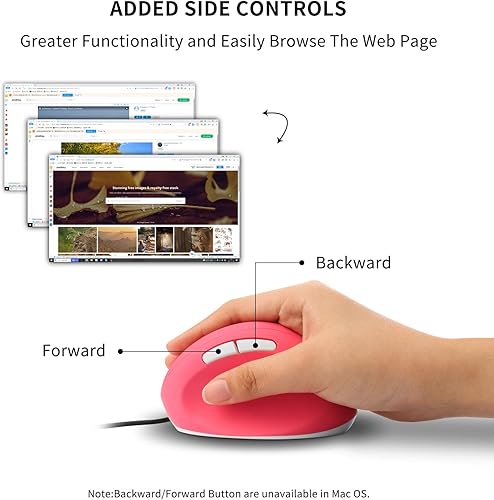 Miniatura 5 de Sokelinn-six Mouse vertical con cable, mouse ergonómico para juegos para mano derecha, 800, 1200, 1600 DPI, muñeca óptica USB ajustable, ratones