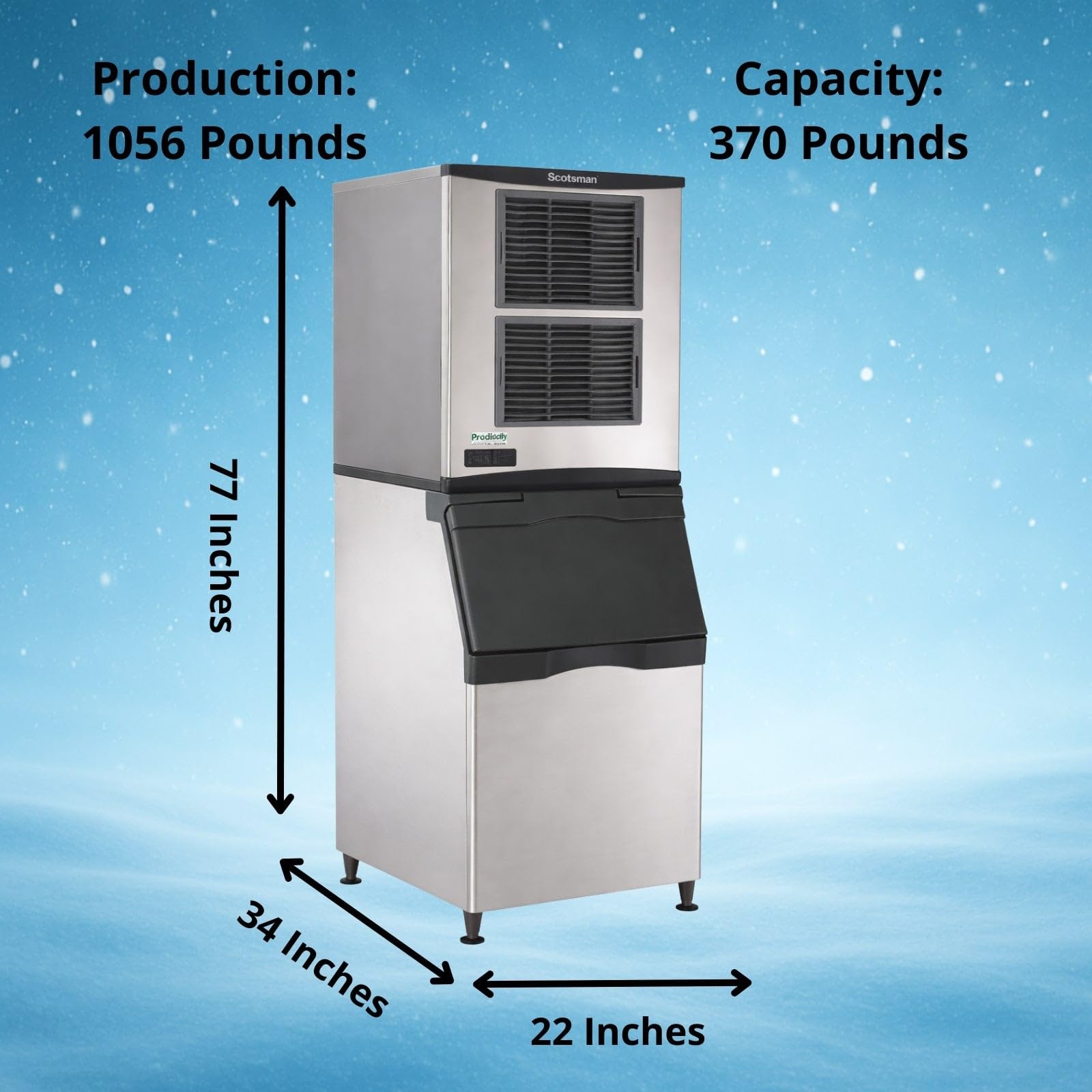 Scotsman Prodigy Plus Flake Ice 22" Ice Maker - 1056 Lb/Day, 370 Lb Storage Bin on Fridge.com - View 4
