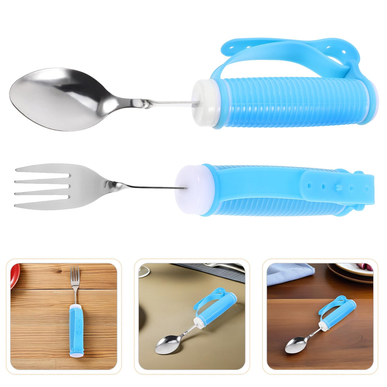 Set Posate Anti-tremore per Anziani 2 Pezzi, Cucchiaio e Forchetta Angolati Ergonomici Impugnatura Leggera Antiscivolo, Utensili Adattivi per Alimentazione e Recupero Post-ictus