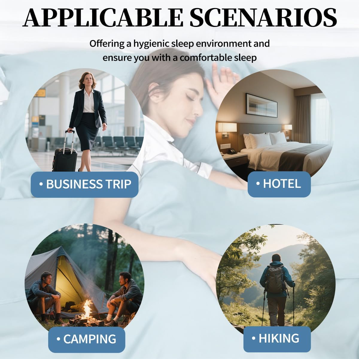 Sleeping Bag Liner, Compact Travel Sheets for Hotel Hostel image 5