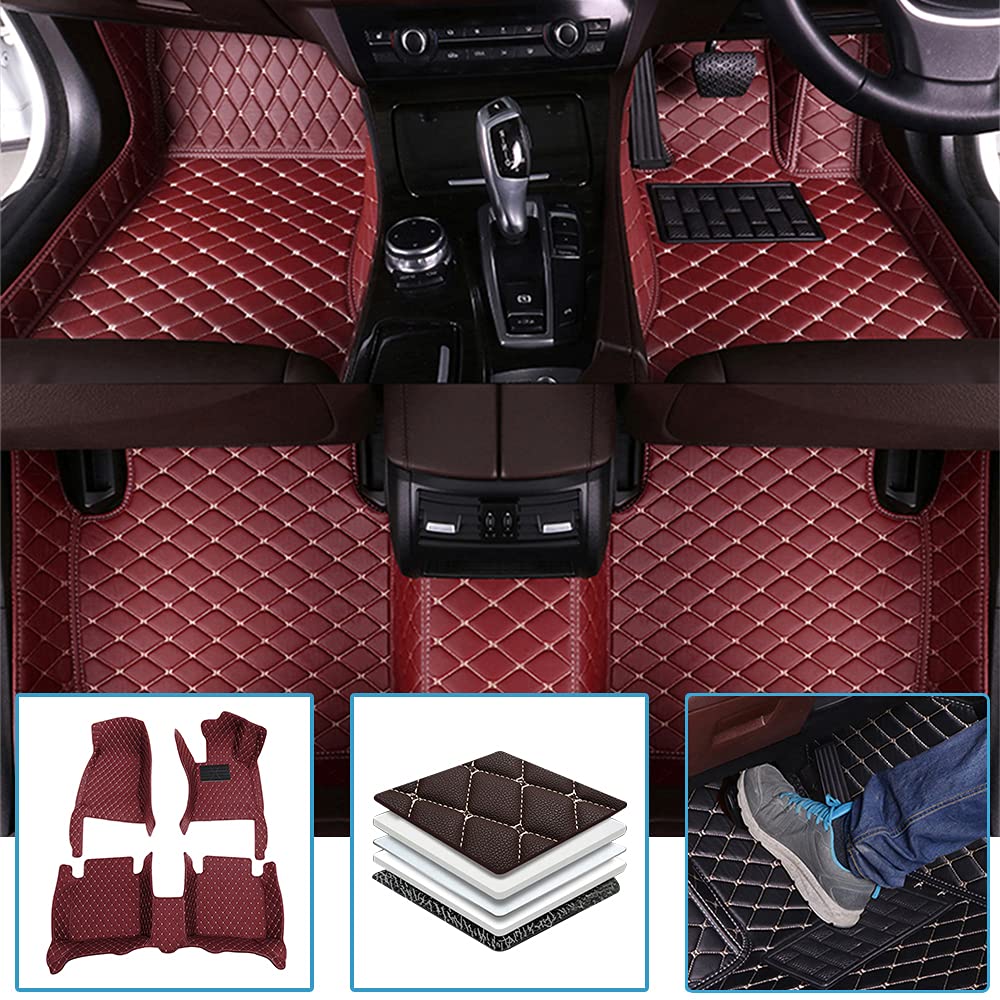 Amazon に適 For アウディ 車のフロアマット A3 Sedan 13 19 フルカバレッジ人工皮革カーマット防水アンチスキッドカー フロアマット ワインレッド フロアマット 車 バイク