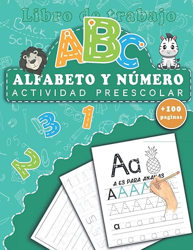 Actividad preescolar de alfabeto y número Libro de trabajo Cuaderno de trabajo de rastreo de letras y números para preescolar, jardín de infantes y