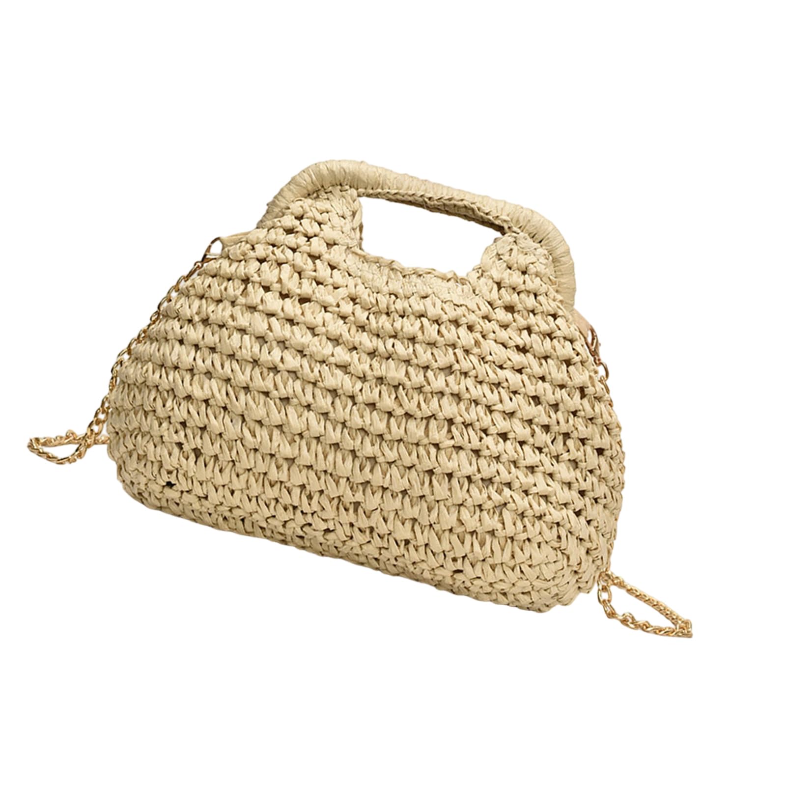 CAZSTYK Fashion Straw Bag Casual Shoulder Bag Casual Crossbody Purse Chain Strap Satchel for Daily Shopping and Travel Shoulder Strap Ladies Straw