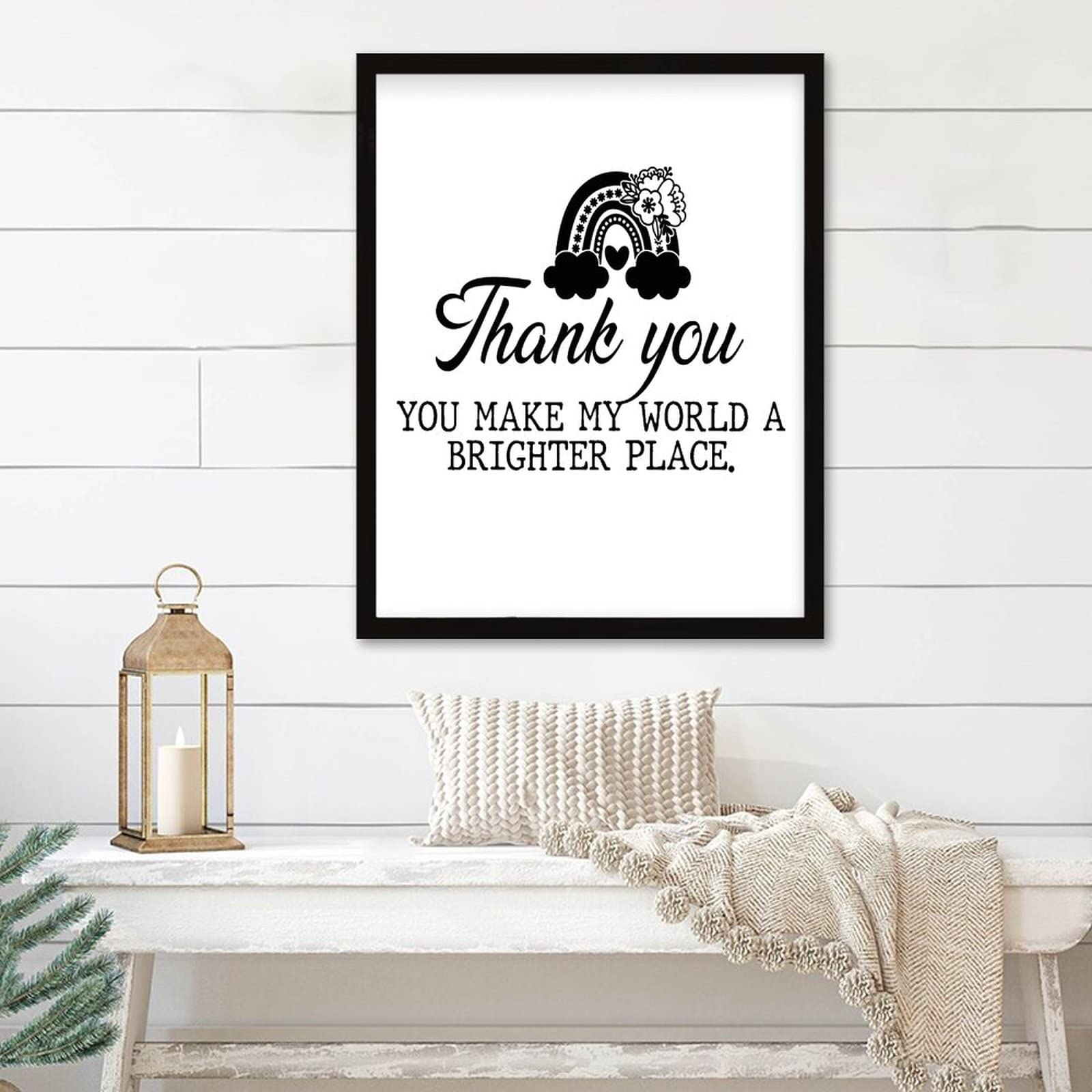 Plaque de motivation encadrée haut de gamme noir et blanc grand format 40,6 x 50,8 cm