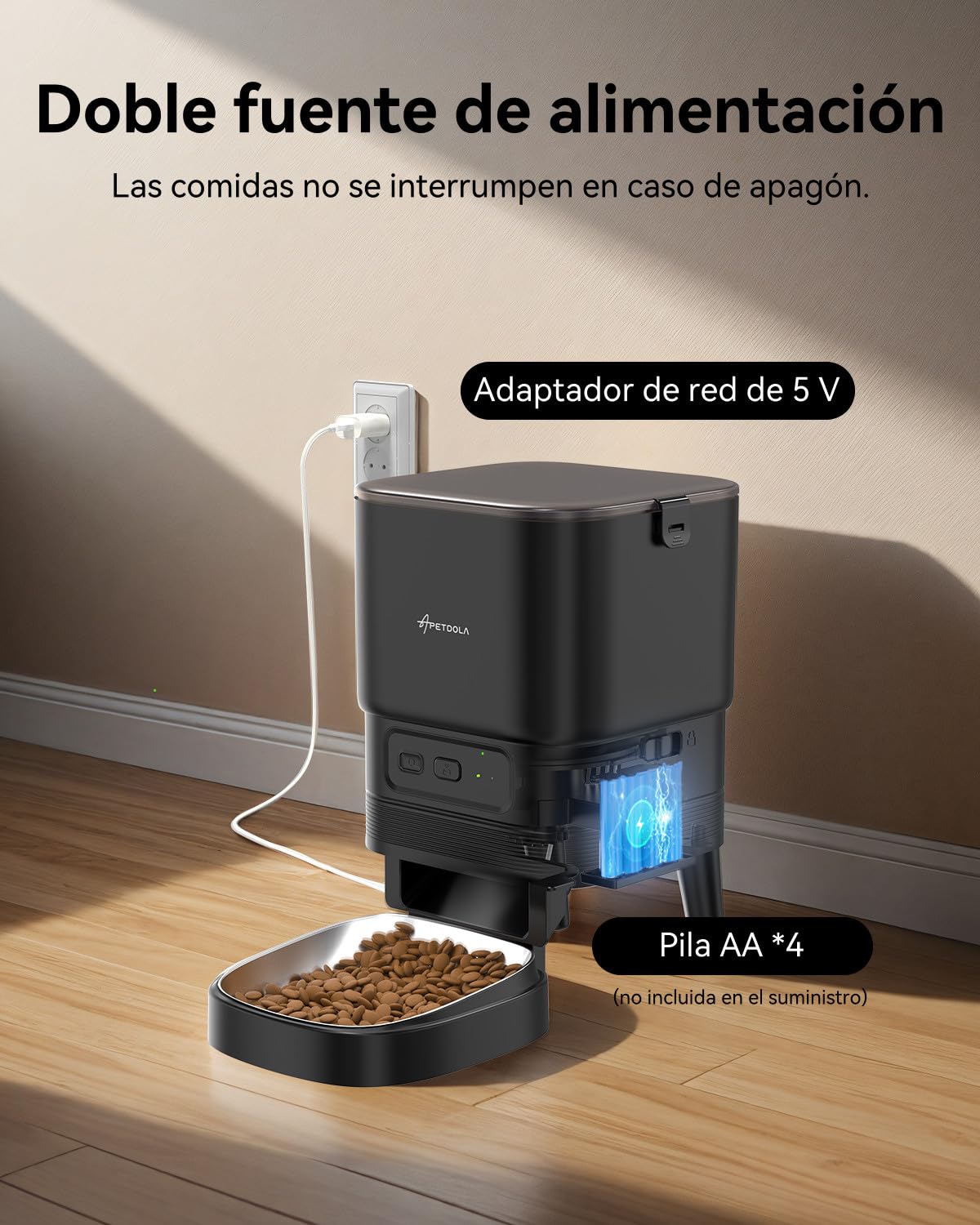 Alimentador automático para Gatos, 2.4G WiFi Comedero para Gatos con Control App, 4L Comedero Automático con Funcionamiento de Batería, 10s Grabación de Voz, 1-10 Comidas para Gato y Perro (Ferroso)