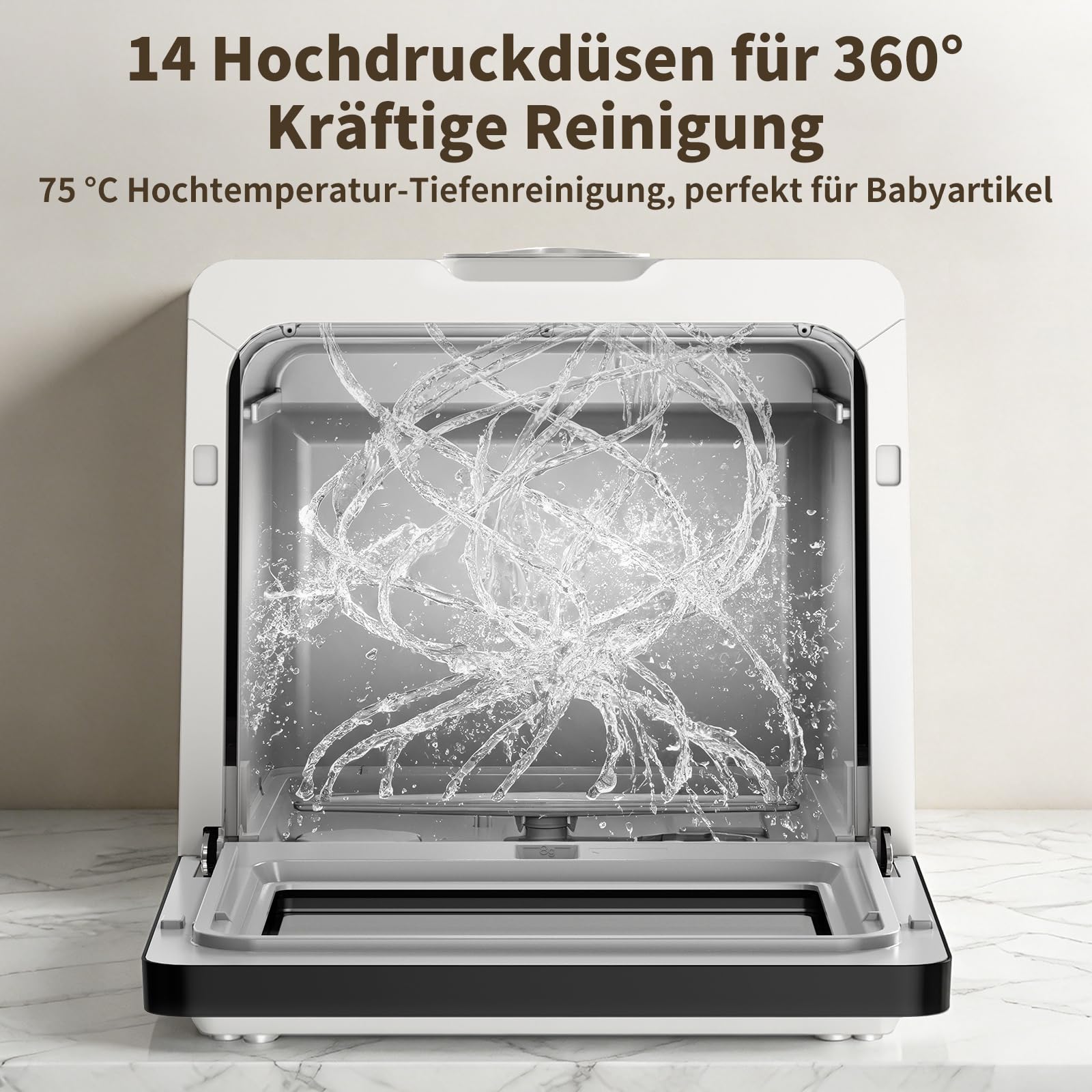 Tischgeschirrspüler Mini Geschirrspüler ohne Wasseranschluss 5L Wassertank Camping Single-Haushalt TDQR09A