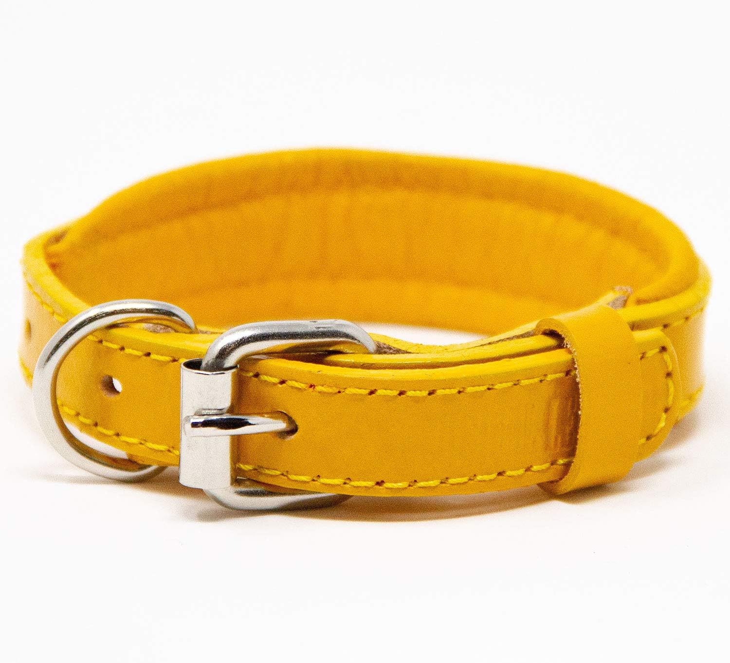Yellow leather dog collar Clearance